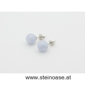 Ohrstecker Chalcedon blau 8mm Silber